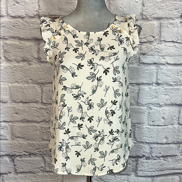 NWT LOFT floral masks motif blouse - Picture 1 of 6